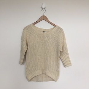 Express scoop neck elbow sleeve sweater